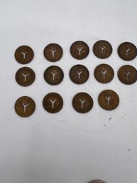 15 Vintage NYC Y Cutout Subway Tokens Good For One Fare