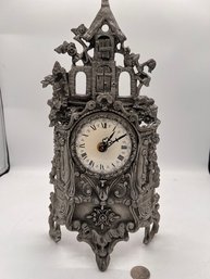Gothic Pewter Mantle Clock