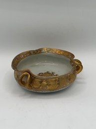 A Hand Painted Nippon Candy Dish With Gold Embellishments