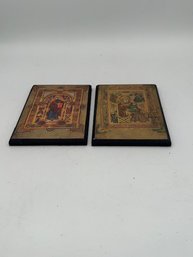 A Pair Of Celtic Religious Plaques Approx 5 X 7'