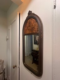 Exceptional Antique Mirror With Petite Point Tapestry At Top