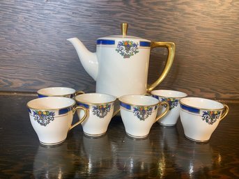 Vintage Lenox Teapot With 6 Cups And Saucers