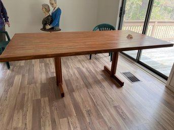 Solid Oak Trestle Dining Room Table By  Wood Welded