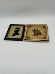 2 Antique Framed Silhouettes And Reverse Glass