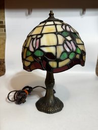 A Tiffa-mini Table Lamp Approx 13' Tall (pinks And Green)