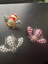 A Group Of Three Bumble Bee Brooches Joan Rivers Collection
