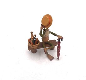 RARE! A Miniature Austrian Bronze Frog On A Bench
