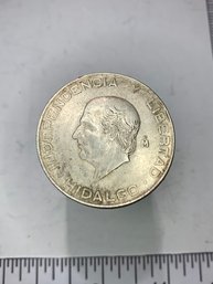 1957 Hidalgo Commemorative 5 Pesos Coin .720 Silver