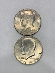 2 Kennedy Bicentennial  Half Dollars   #112