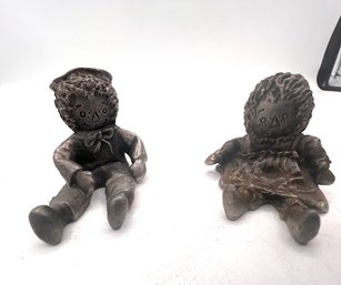 A Pair Of 1974 Pewter Raggedy Ann And Andy Figurines By Hudson Pewter