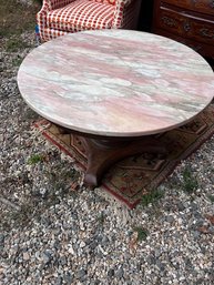 Vintage Rose Marble Round Coffee Table Approx 40' Diameter