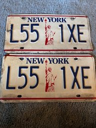 Pair Of 1980's Matched New York License Plates