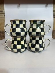 A Group Of 4 Mackenzie Childs Checkerboard Mugs