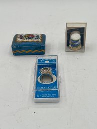 A Group Including 2 Collector Thimbles And A Small Limoges Box