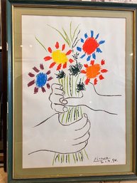 Framed Vintage Picasso Print Bouquet Of Peace Flowers 1958