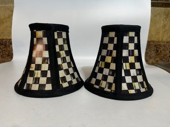 A Pair Of Mackenzie Child Black And White Courtly Check Lamp Shades