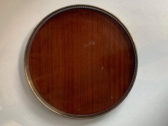 60's Formica And Silver Plate Large Round Tray