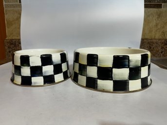 A Mackenzie Childs Set Of Dog Bowls Courtly Checker See All Photos