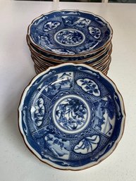 SET OF 9 BLUE AND WHITE Japanese  Luncheon/Dessert Dishes