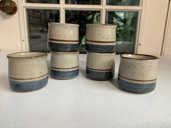 6 Sake Cups Ceramic See Photos One Chipped