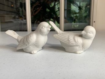 Pair Of White Porcelain Birds  Made In Japan