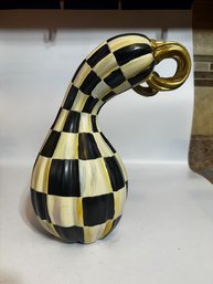 A Mackenzie Childs Checkerboard Painted Gourd
