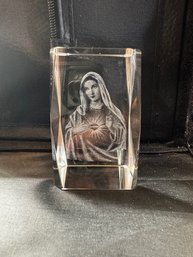 Laser Engraved Glass ( Hologram) Of Virgin Mary Approx 3'