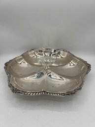 Silver Plate Appetizer Dish With Removable Glass Dipping Bowl