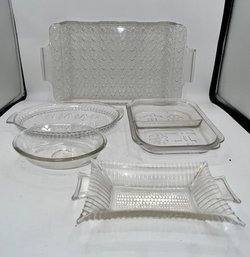 A Group Of Pressed Glass Serving Pieces Including A Good Deal For A Tasty Meal By McKee Glass Co