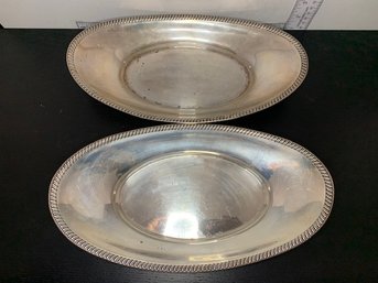 Pair Of Sterling Silver Oblong Serving Dishes