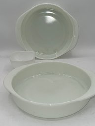 A Group Of Three White Pyrex Dishes
