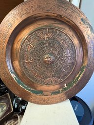 10' Copper Mayan Calendar Mexican Embossed Plaque