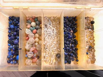 A Box Full Of Glass, Crystal, Etc Beads And Stones