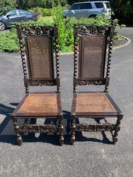 Pair Of 19th Century Gothic Revival Chairs As Is