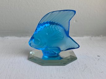 Lalique Glass Fish With Mirror Base