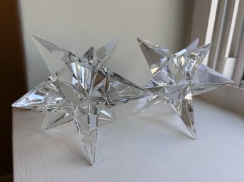 Pair Of Rosenthal Studio-line Crystal Star Candleholders Largest Size