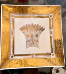 Vintage Large Square Gold And White ~ George Briard Wheat Serving