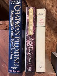 3 Hard Covered Books Including Chapman Piloting,  Undaunted Courage, And Son Of The Morning Star