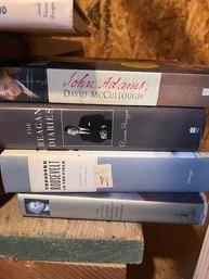 4 Hardcovered Books, Including John Adams,  Reagan Diaries, Theodore Roosevelt, And Thomas Jefferson, Writings