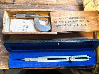 VINTAGE TACRO 4122 DRAFTING COMPASS TOOL, AnBrown & Sharpe Outside Micrometers 0-1' Range .0001' Grads Carbide