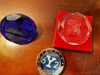 Rosenthal Cobalt Diamond, Yale 62 Paperweight, In The Holiness Of The Truth Crystal Paperweight