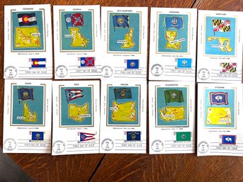 USA States Silk Cachet Postcards Group Of 10