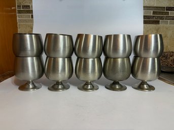A Group Of 10 Barware Pewter Cups