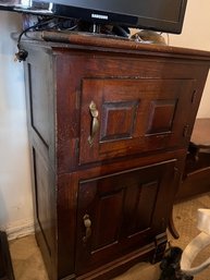 ANTIQUE ICE BOX? WOOD TWO DOOR CABINET GREAT SIZE