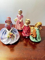 4 Porcelain Figurines, 2 Of Which Are Royal Doulton Tinkle Bell, Monica