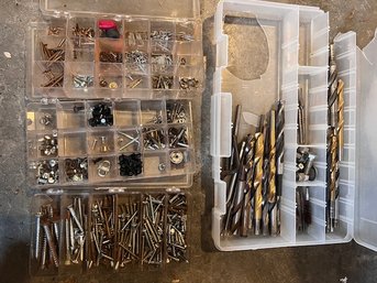 4 Boxes Of Mixed Drill Bits, Screws, Etc