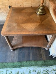 VINTAGE ~ A Pair Of Heritage Hendredon Wood Square Coffee Tables Inlaid Tops