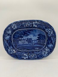 An Exquisite Oval Blue And White Platter R. Hall's St Woolrich  Kildare Ireland