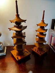 2 Vintage Wooden Pagodas
