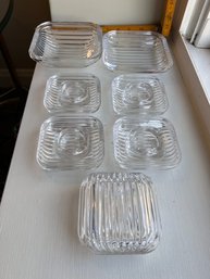 Crystal Dishes 4 Candle Holders, 2 Dishes And One Covered Dish